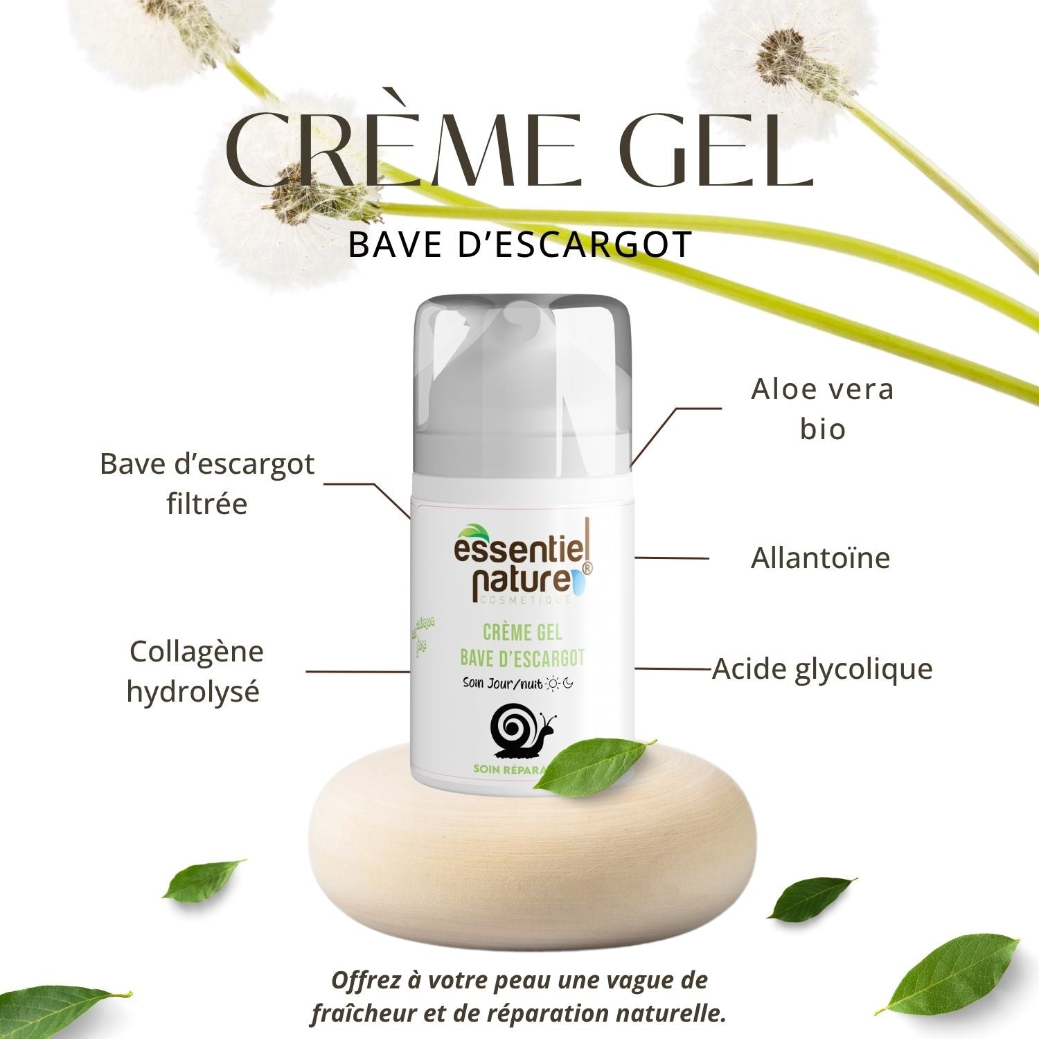 Crème-Gel Régénérante à la Bave d’Escargot – Texture Fraîche et Légère