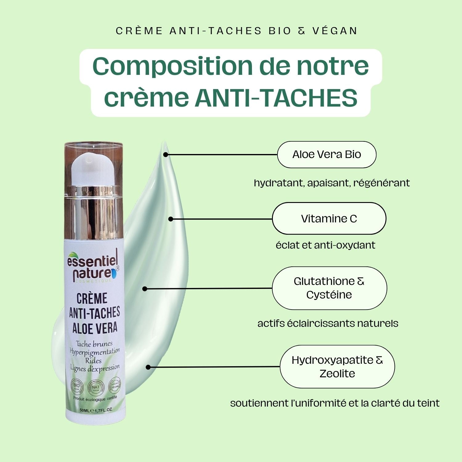 Crème anti-taches à l’aloe vera bio