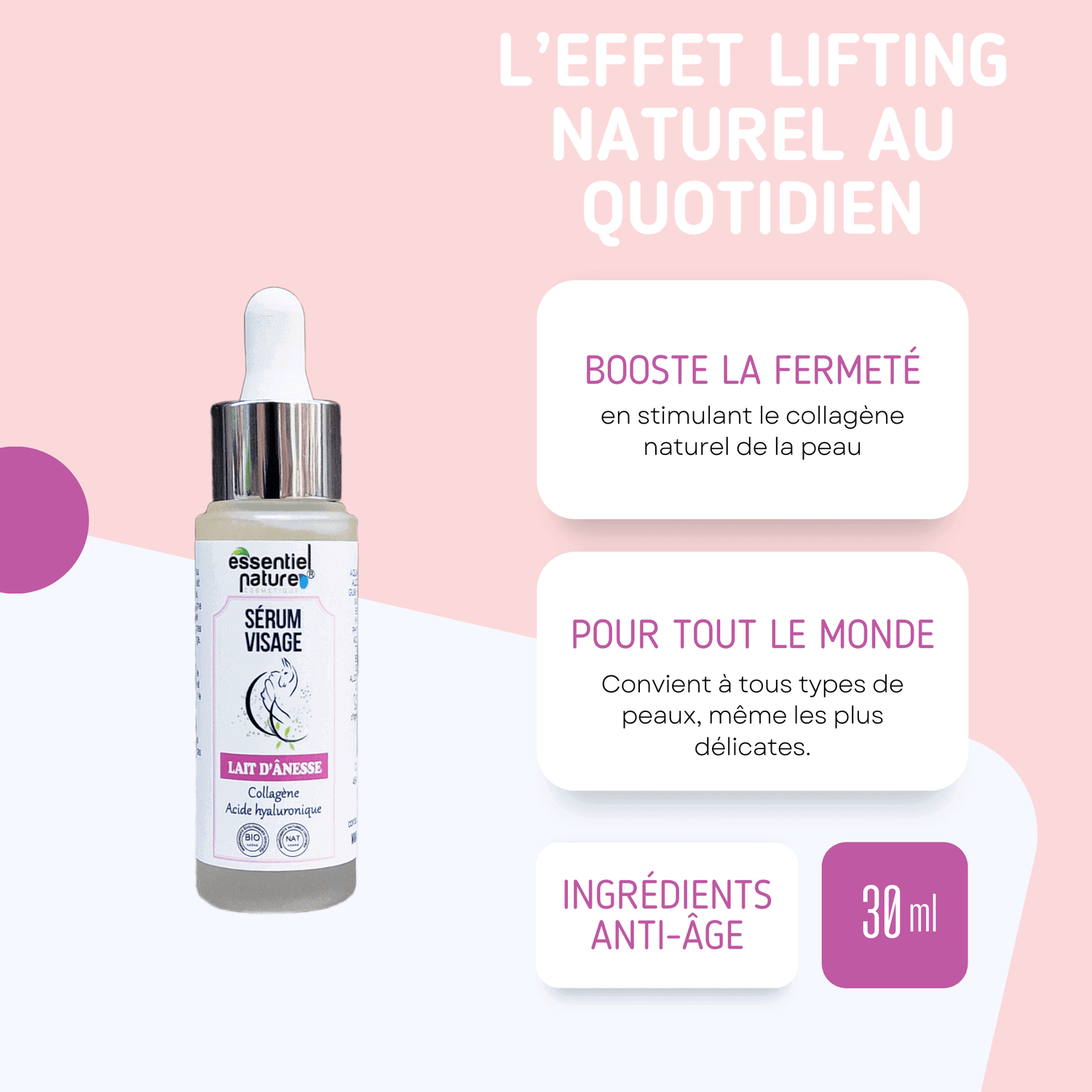 Sérum Tenseur Visage au Lait d'Ânesse Bio