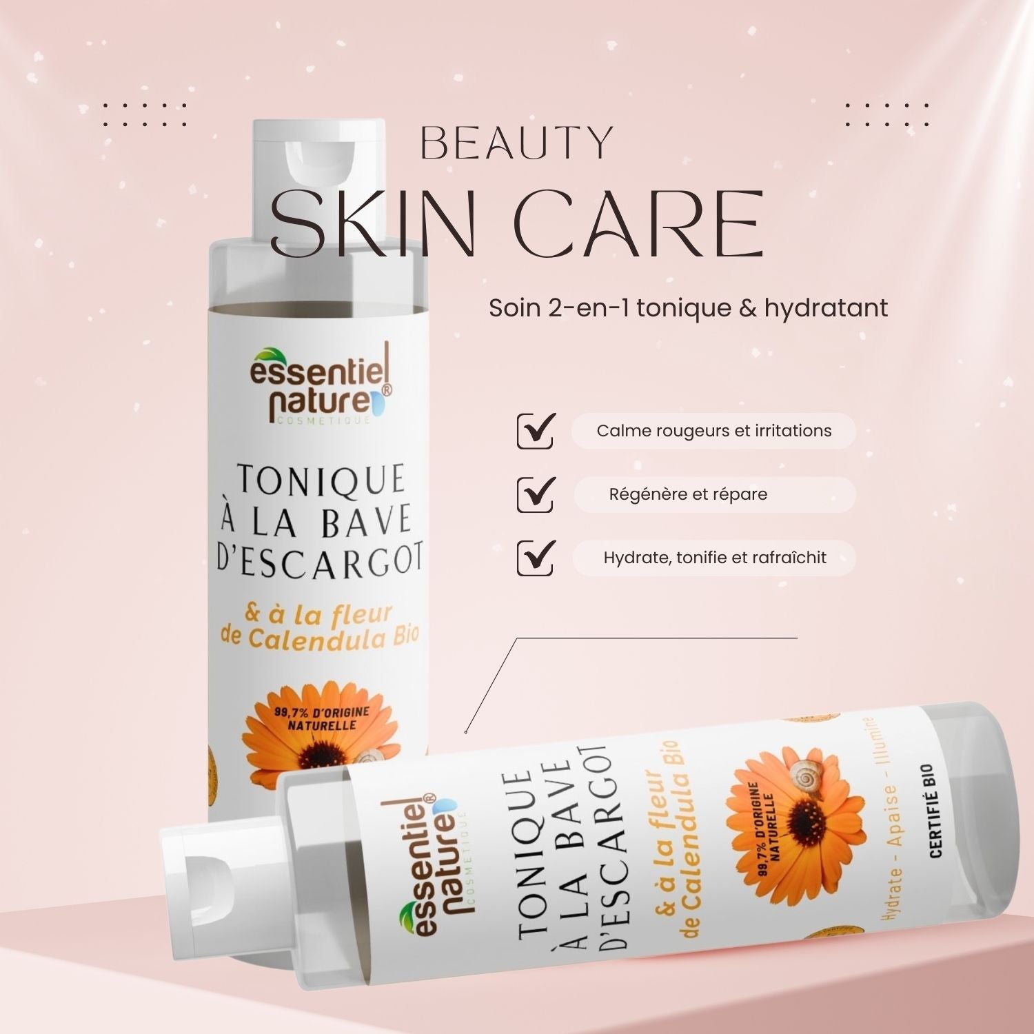 Tonique Visage à la Bave d’Escargot & Fleur de Calendula Bio